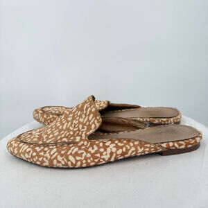 Women's Madewell Skimmer Mule Mini Leopard Calf Hair Tan and Cream Shoes 6